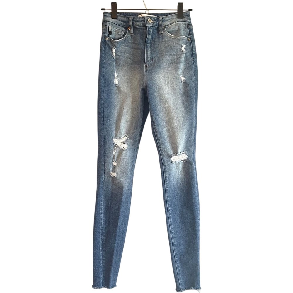 KanCan - Skinny Curvy High Rise | Women's 26, Skinny Distressed Jeans, Raw Hem